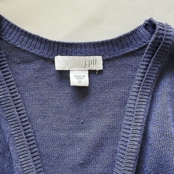 J Jill Blue Linen Blend Open Front Lightweight Cardigan Women’s Size XL - Picture 6 of 8